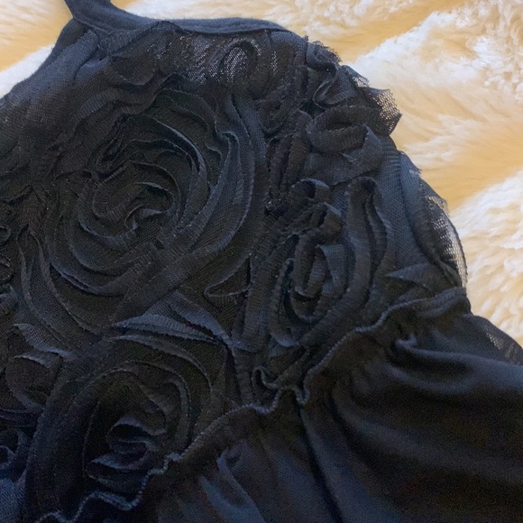 Black ruffle roses layered rhumba ruffles tunic mini dress tank top S - Picture 3 of 11